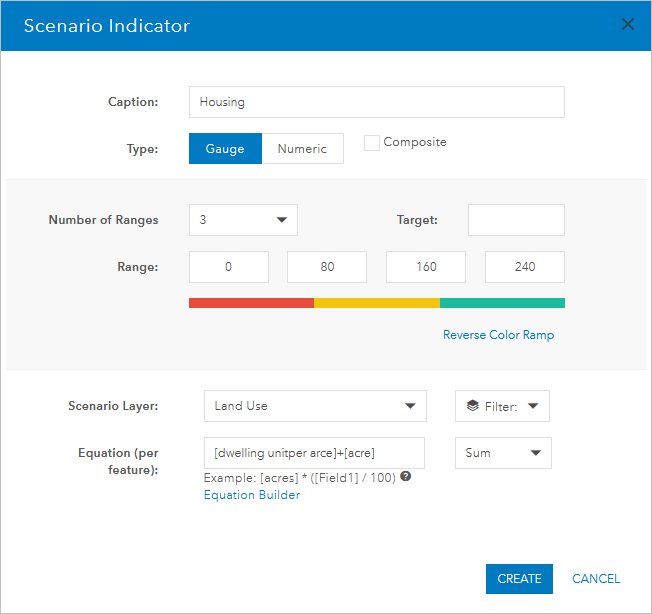 Configure estimated housing Scenario Indicator