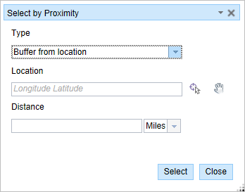 Select by Proximity: Buffer from location